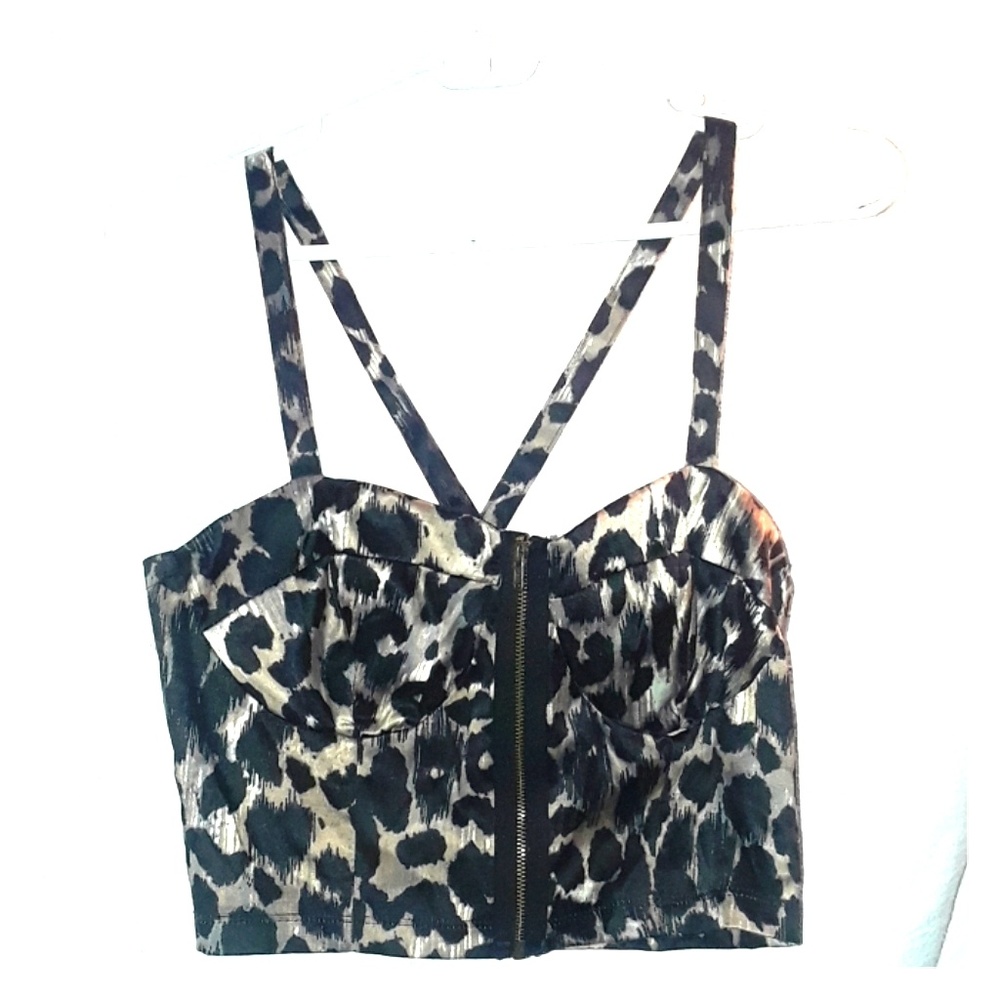 Leopard zipper crop top